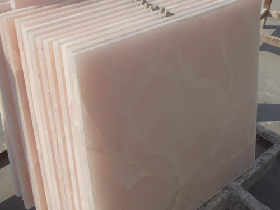 Pink Onyx with Glass Tiles