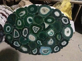 Green Agate Table Design with Natural Edge