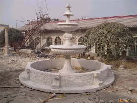 3 Tiers Stone Garden Water Fountain With Hand Carved Statues