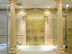Golden Marble Pillars for Bathroom Decoration