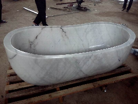 White Marble Canoe Bathtub