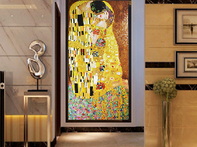 Gustav Klimt Painting The Kiss Glass Mosaic Mural