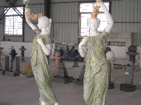 Stone Sculpture Lady Lamp post