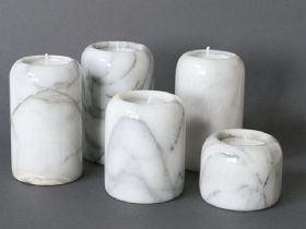 Carrara White Marble Jar for Holding Candle