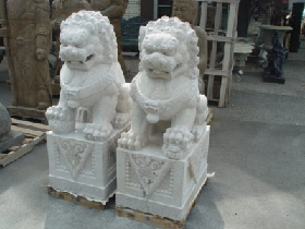 Granite Pairs of Guardian Lion Foo Dogs 001