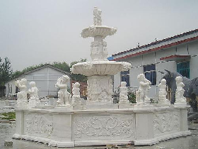 Italian Outdoor Carved Marble Fountain
