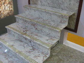 Luxury White Purple Marble Staircase with Copper Anti Slip