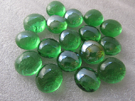 Green Flat Glass Beads