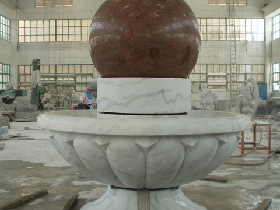 White Marble Floating Fortune Ball Fountain