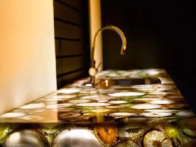 Backlit Vanity Top with Yellow Agate