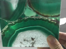 Glass Backed Green Agate Tile