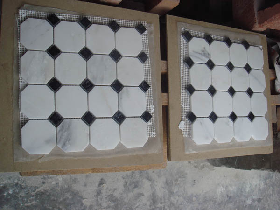 White Marble Mosaic with Black Dots