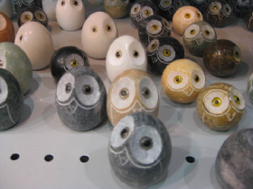 Marble Owl Figurines