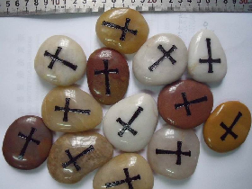 Natural River Pebble with Cross Engraved