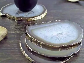Natural Agate Slice with Golden Edge