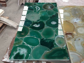 Transparent Green Agate Laminated to Tempered Glass