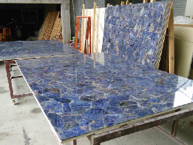 Sodalite Glass Backed Panel