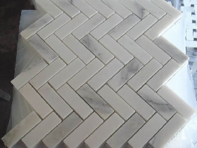 White Marble Herringbone Mosaic