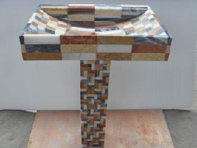 Marble Mosaic Pedestal Basin