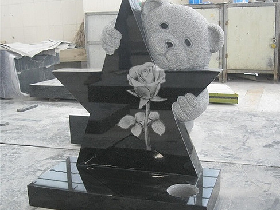 Teddy Bear Holding Star Granite Monument