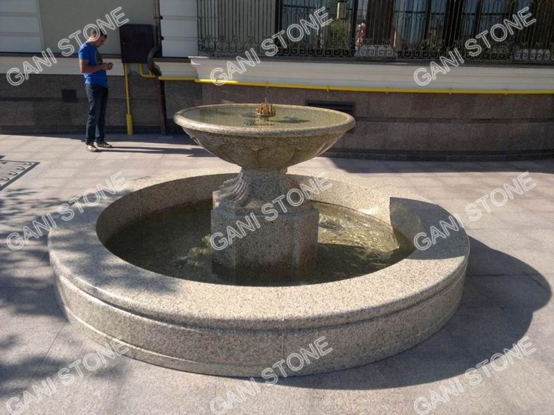 Tiger Skin Yellow Granite Fountain and Flower Pot Project 