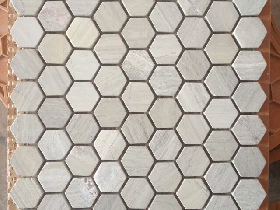 Hexagon Marble Mosaic Fossil White