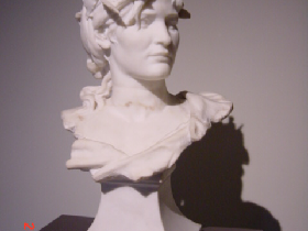 Greek Femal White Marble Bust with Leaves