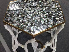 Hexagon Table Top in MOP Mosaic