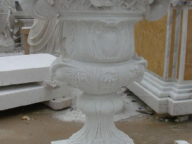Hand Carved Marble Flower Pot