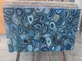 backlit blue agate stone