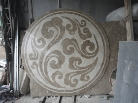Stunning Marble Foyer Flooring Design With Circle Pattern