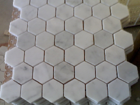 Italian Bianco Carrera White Polished Hexagon Mosaic