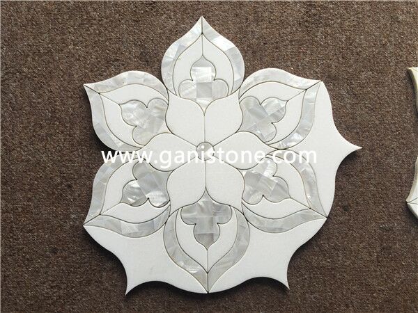 Mother of Pearl Waterjet Mixed with Marble Backsplash