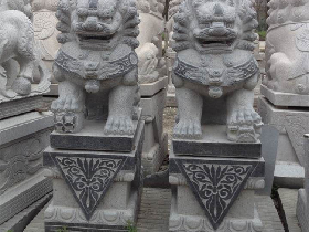Granite Pairs of Guardian Lion Foo Dogs 002