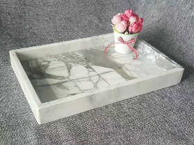 Dining Serve Plate in White Marble