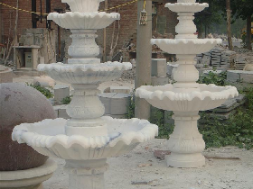 3 Tier Outdoor White Marble Stone Water Fountain For Sale