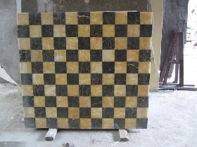 Honey Onyx Mixed Marble Checker Board Flooring