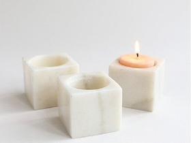 Square Candle Holder in Marble
