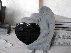 Angel Holding Heart Granite Monument 001