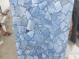 Dark Blue Fossil Stone Mosaic Tile