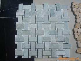 Green and White Marbles Weave Mosaci Tile