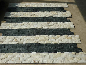 Black and White Quartzite Ledge Panel Stone