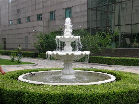 White Marble Tier Fountain Landscape Decor