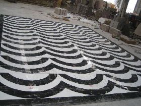 Black and White Marble Inlay Waterjet Floor for Main Entrance