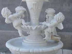 Angel Holding Pot Stone Carving Fountain
