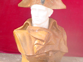 Male Marble Busts in Orange Hat