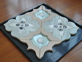 Glass mix Stone Water jet mosaic,mosaic flower pattern for flooring, floor mosaic tile