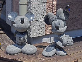 Mickey and Minnie Stone Statue