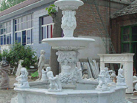 hand carved garden decoration stone marble water fountain with lady statue for garden
