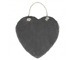 heart shape natural black slate memo